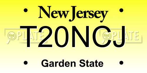 T20NCJ New Jersey License Plate