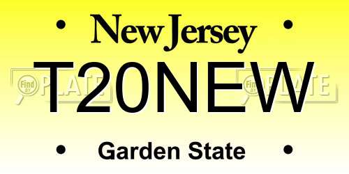T20NEW New Jersey License Plate