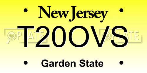 T20OVS New Jersey License Plate