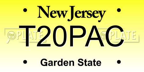 T20PAC New Jersey License Plate