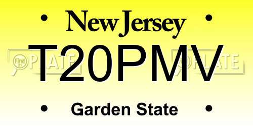 T20PMV New Jersey License Plate