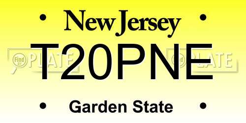 T20PNE New Jersey License Plate
