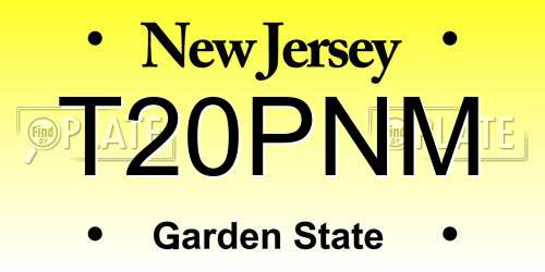 T20PNM New Jersey License Plate