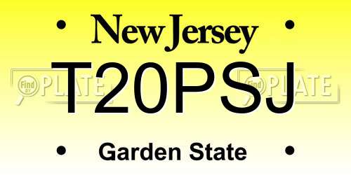 T20PSJ New Jersey License Plate