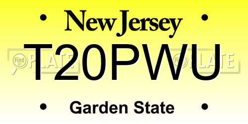T20PWU New Jersey License Plate