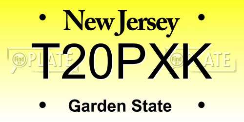 T20PXK New Jersey License Plate