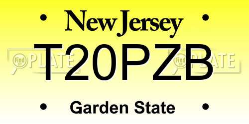 T20PZB New Jersey License Plate