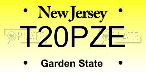 T20PZE New Jersey License Plate