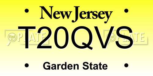 T20QVS New Jersey License Plate