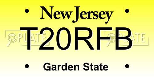 T20RFB New Jersey License Plate