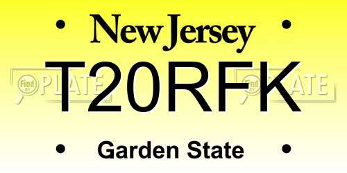 T20RFK New Jersey License Plate