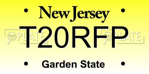 T20RFP New Jersey License Plate