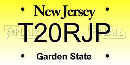 T20RJP New Jersey License Plate