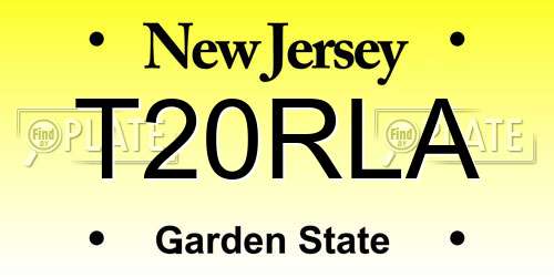 T20RLA New Jersey License Plate