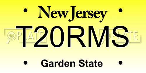 T20RMS New Jersey License Plate
