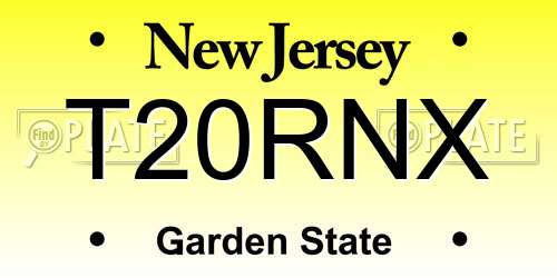 T20RNX New Jersey License Plate
