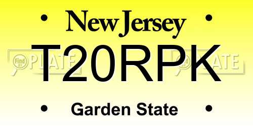 T20RPK New Jersey License Plate