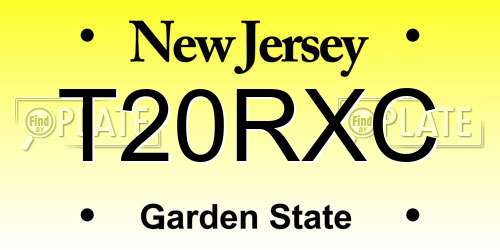 T20RXC New Jersey License Plate