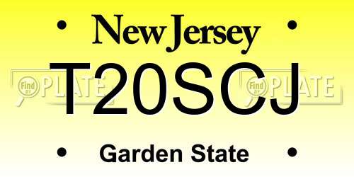 T20SCJ New Jersey License Plate