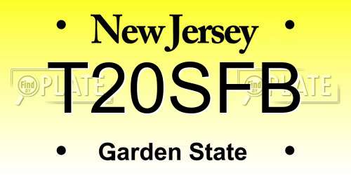 T20SFB New Jersey License Plate