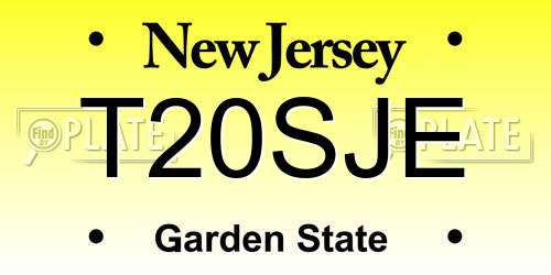T20SJE New Jersey License Plate