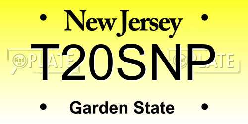 T20SNP New Jersey License Plate