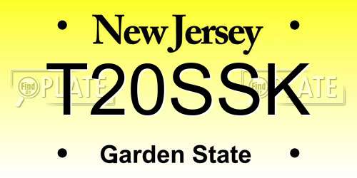 T20SSK New Jersey License Plate