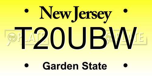 T20UBW New Jersey License Plate