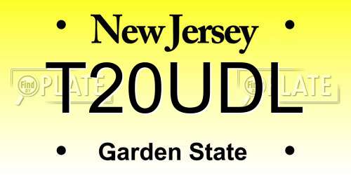 T20UDL New Jersey License Plate