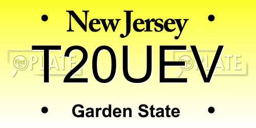 T20UEV New Jersey License Plate