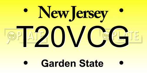 T20VCG New Jersey License Plate