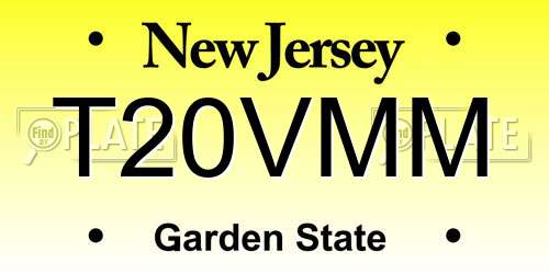 T20VMM New Jersey License Plate