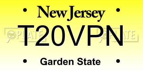 T20VPN New Jersey License Plate