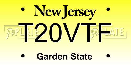 T20VTF New Jersey License Plate