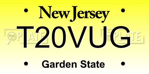 T20VUG New Jersey License Plate