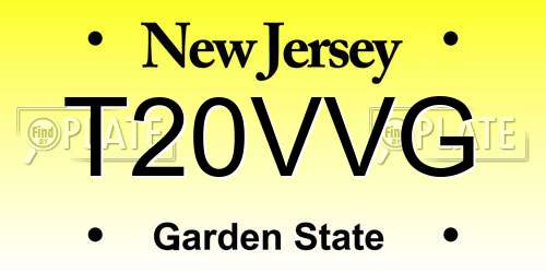 T20VVG New Jersey License Plate