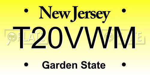 T20VWM New Jersey License Plate