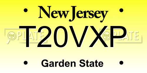T20VXP New Jersey License Plate
