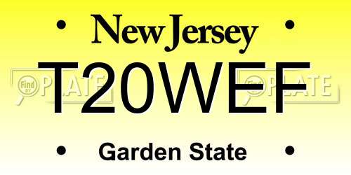 T20WEF New Jersey License Plate