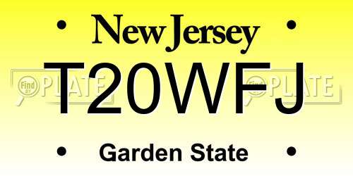 T20WFJ New Jersey License Plate