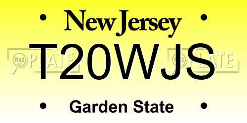 T20WJS New Jersey License Plate
