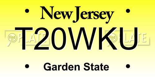 T20WKU New Jersey License Plate