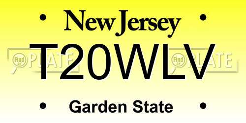 T20WLV New Jersey License Plate