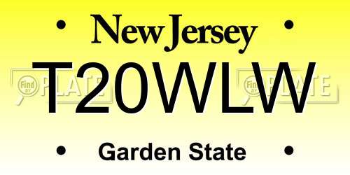 T20WLW New Jersey License Plate