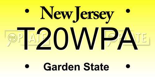T20WPA New Jersey License Plate