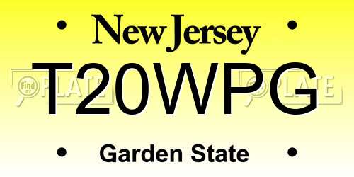 T20WPG New Jersey License Plate