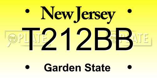 T212BB New Jersey License Plate