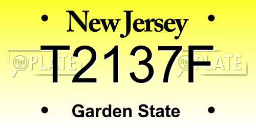 T2137F New Jersey License Plate