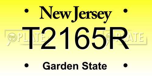 T2165R New Jersey License Plate