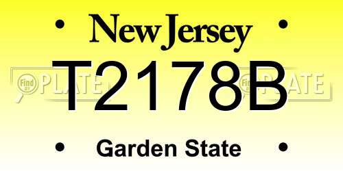 T2178B New Jersey License Plate